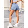 image:imageCHARTOU Women Summer Asymmetrical Patchwork Denim Mini Skirt Shorts High Waist Pleats Distressed Jean Skort with PocketsLight Blue