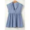 image:imageCHARTOU Women Summer Causal Mini Denim Dress Collared Short Sleeve Babydoll Tunic Jeans DressBlue