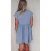 image:imageCHARTOU Women Summer Causal Mini Denim Dress Collared Short Sleeve Babydoll Tunic Jeans DressBlue