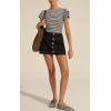 image:imageCHARTOU Women Summer Denim Mini Skirt Midi Waist Mental Button Down Beach Vacation A Line SkirtBlack