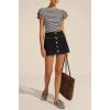 image:imageCHARTOU Women Summer Denim Mini Skirt Midi Waist Mental Button Down Beach Vacation A Line SkirtBlack