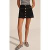image:imageCHARTOU Women Summer Denim Mini Skirt Midi Waist Mental Button Down Beach Vacation A Line SkirtBlack