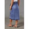 image:imageCHARTOU Women Summer Long Denim Skirt Wrap High Wisted Side Slit Pencil Maxi Jean Skirt with BeltBlue