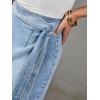 image:imageCHARTOU Women Summer Long Denim Skirt Wrap High Wisted Side Slit Pencil Maxi Jean Skirt with BeltLight Blue