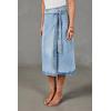 image:imageCHARTOU Women Summer Long Denim Skirt Wrap High Wisted Side Slit Pencil Maxi Jean Skirt with BeltLight Blue