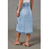image:imageCHARTOU Women Summer Long Denim Skirt Wrap High Wisted Side Slit Pencil Maxi Jean Skirt with BeltLight Blue