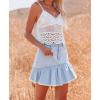 image:imageCHARTOU Women Summer Ruffle Peplum Denim Mini Skirt Frayed Asymmetrical Patchwork Short Skirt with PocketsLight Blue