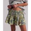 image:imageCHARTOU Women Summer Y2k Pleated Flare Jean Shorts Denim Lightweight Elastic Waist Bow Tie Croquet ShortsGreen Floral