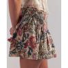 image:imageCHARTOU Women Summer Y2k Pleated Flare Jean Shorts Denim Lightweight Elastic Waist Bow Tie Croquet ShortsRed Floral