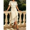 image:imageCHARTOU Women Y2k Lace Denim Midi Skirt Asymmetrical High Waist A Line Jean Skirt with PocketsBeige