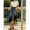 image:imageCHARTOU Women Y2k Lace Denim Midi Skirt Asymmetrical High Waist A Line Jean Skirt with PocketsBlue