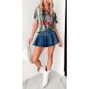 image:imageCHARTOU Women Y2k Mini Denim Skirt Jersey Style High Waist Beaded Pleated School Jean SkirtBlue