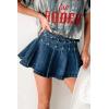 image:imageCHARTOU Women Y2k Mini Denim Skirt Jersey Style High Waist Beaded Pleated School Jean SkirtBlue