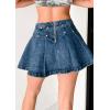 image:imageCHARTOU Women Y2k Mini Denim Skirt Jersey Style High Waist Beaded Pleated School Jean SkirtBlue