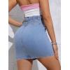 image:imageCHARTOU Women Y2k Wrap Denim Mini Skirt High Waisted Ruffle Trim Short Jean Pencil Skirt with BeltBlue