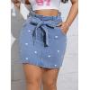 image:imageCHARTOU Women Y2k Wrap Denim Mini Skirt High Waisted Ruffle Trim Short Jean Pencil Skirt with BeltBlue