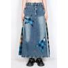 image:imageCHARTOU Womens A Line Maxi Long Jean Denim Skirt Plaid Loose Elastic High Waist Jean Skirt with PocketsBlue