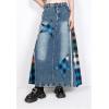 image:imageCHARTOU Womens A Line Maxi Long Jean Denim Skirt Plaid Loose Elastic High Waist Jean Skirt with PocketsBlue