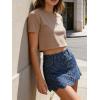 image:imageCHARTOU Womens Argyle Denim Mini Skirt Summer Scalloped Hem Button Down High Waisted A Line Short SkirtDark Blue