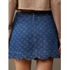 image:imageCHARTOU Womens Argyle Denim Mini Skirt Summer Scalloped Hem Button Down High Waisted A Line Short SkirtDark Blue