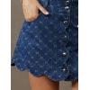 image:imageCHARTOU Womens Argyle Denim Mini Skirt Summer Scalloped Hem Button Down High Waisted A Line Short SkirtDark Blue