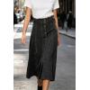 image:imageCHARTOU Womens Back Elastic High Waist Denim Midi Skirt ALine Flared Long Jean Skirt with BeltBlack