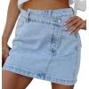 image:imageCHARTOU Womens Chic Irregular Mid Waist Slim Fit Mini Hot ALine Denim SkirtBlue