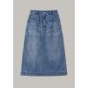 image:imageCHARTOU Womens Denim Midi Skirt High Waist Back Slit Summer Casual ALine Long Jean SkirtBlue