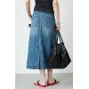 image:imageCHARTOU Womens Denim Midi Skirt High Waist Back Slit Summer Casual ALine Long Jean SkirtBlue