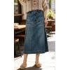 image:imageCHARTOU Womens Denim Midi Skirt High Waist Back Slit Summer Casual ALine Long Jean SkirtBlue