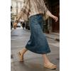 image:imageCHARTOU Womens Denim Midi Skirt High Waist Back Slit Summer Casual ALine Long Jean SkirtBlue