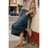 image:imageCHARTOU Womens Denim Midi Skirt High Waist Back Slit Summer Casual ALine Long Jean SkirtBlue