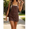 image:imageCHARTOU Womens Denim Overall Mini Dress Summer Sleeveless Adjustable Strap Bib Jean Skirtall Jumper with PocketsBrown