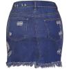 image:imageCHARTOU Womens Distressed High Waist Destroyed Holes Tassel Denim Jean Pencil Mini SkirtDark Blue