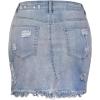 image:imageCHARTOU Womens Distressed High Waist Destroyed Holes Tassel Denim Jean Pencil Mini SkirtLight Blue