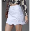 image:imageCHARTOU Womens Distressed High Waist Destroyed Holes Tassel Denim Jean Pencil Mini SkirtWhite
