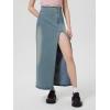 image:imageCHARTOU Womens Long Side Slit Zipper High Waisted Soft Slim Fitted A Line Jean Denim SkirtBlue