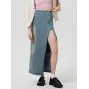 image:imageCHARTOU Womens Long Side Slit Zipper High Waisted Soft Slim Fitted A Line Jean Denim SkirtBlue
