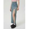 image:imageCHARTOU Womens Long Side Slit Zipper High Waisted Soft Slim Fitted A Line Jean Denim SkirtBlue