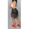 image:imageCHARTOU Womens Sexy High Waist Colorful Rhinestones Fringe Tassel Raw Cut Denim Jeans Mini ShortsBlack