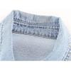 image:imageCHARTOU Womens Short Sleeve Ripped Denim Tiered Mini Skirt Babydoll Button Up Ruffle Shirt DressBlue