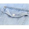 image:imageCHARTOU Womens Short Sleeve Ripped Denim Tiered Mini Skirt Babydoll Button Up Ruffle Shirt DressBlue