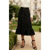 image:imageCHARTOU Womens Vintage Midi Denim Skirt Summer Back Elastic Waist Button Front Ruffled Jean SkirtBlack