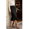 image:imageCHARTOU Womens Vintage Midi Denim Skirt Summer Back Elastic Waist Button Front Ruffled Jean SkirtBlack