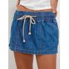 image:imageCHARTOU Womens Y2k Mini Denim Skirts Shorts Drawstring Mid Waist Elastic Summer Jean SkirtDark Blue