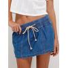 image:imageCHARTOU Womens Y2k Mini Denim Skirts Shorts Drawstring Mid Waist Elastic Summer Jean SkirtDark Blue