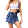 image:imageCHARTOU Women Distressed Denim Shots Skort Y2k Irregular Button Ripped Pleated Jean Skirt Cargo Shorts Cowgirl SummerDark Blue