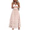 image:imageCHARTOU Women Layered Tiered Tulle Maxi Skirt Sheer Mesh A Line Skirt Flared Elastic Waist Long Cake Skirt PartyPink