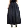 image:imageCHARTOU Women Maxi Denim Skirt Long Jean Skirt Pleated Elastic Waist A Line Skirt Casual Western Skirt PocketsBlack