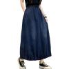 image:imageCHARTOU Women Maxi Denim Skirt Long Jean Skirt Pleated Elastic Waist A Line Skirt Casual Western Skirt PocketsBlue